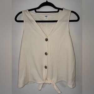 Old Navy Cream Button-Front Tie Hem Tank Top